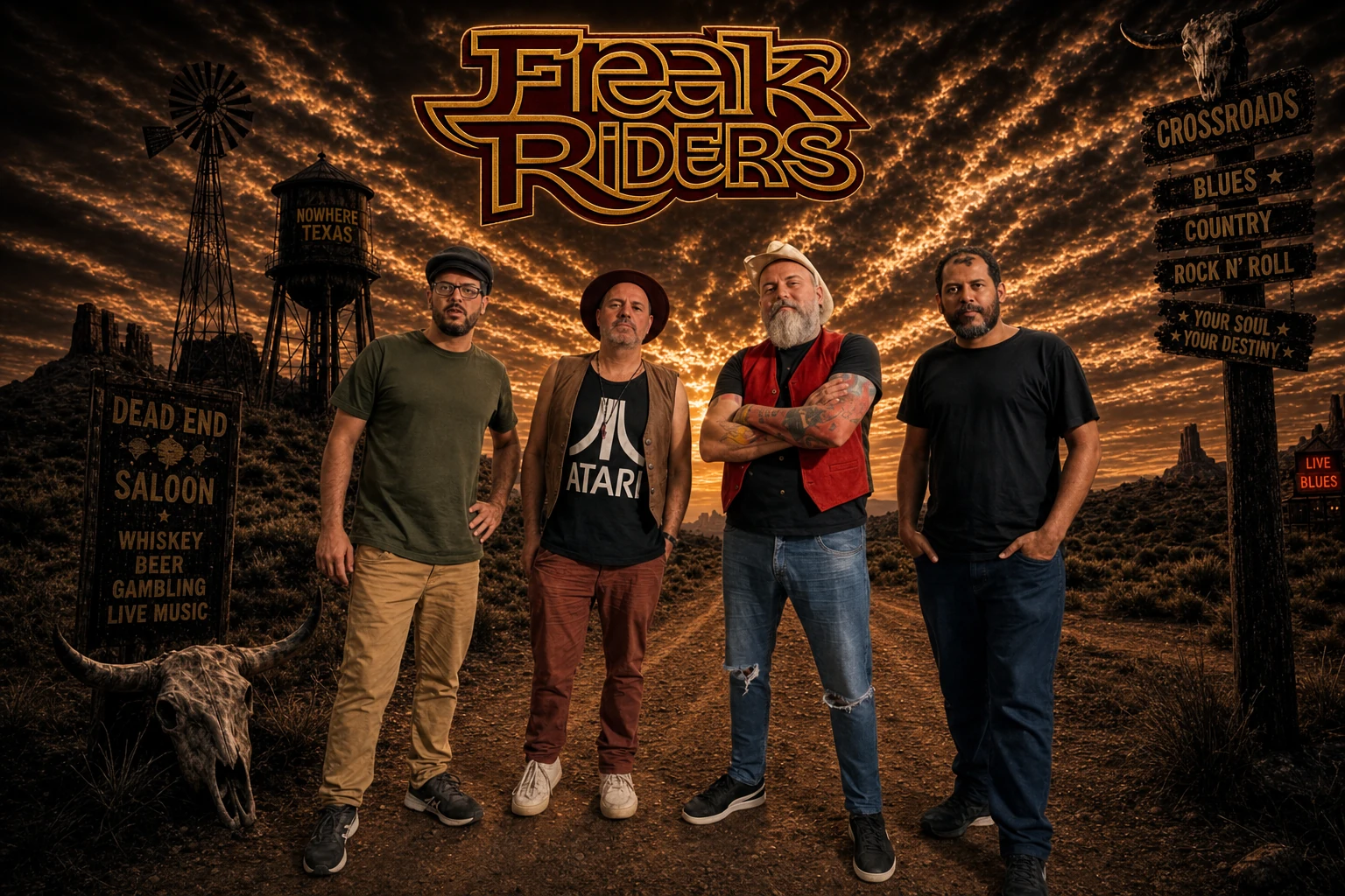Freak Riders em cenário de velho oeste